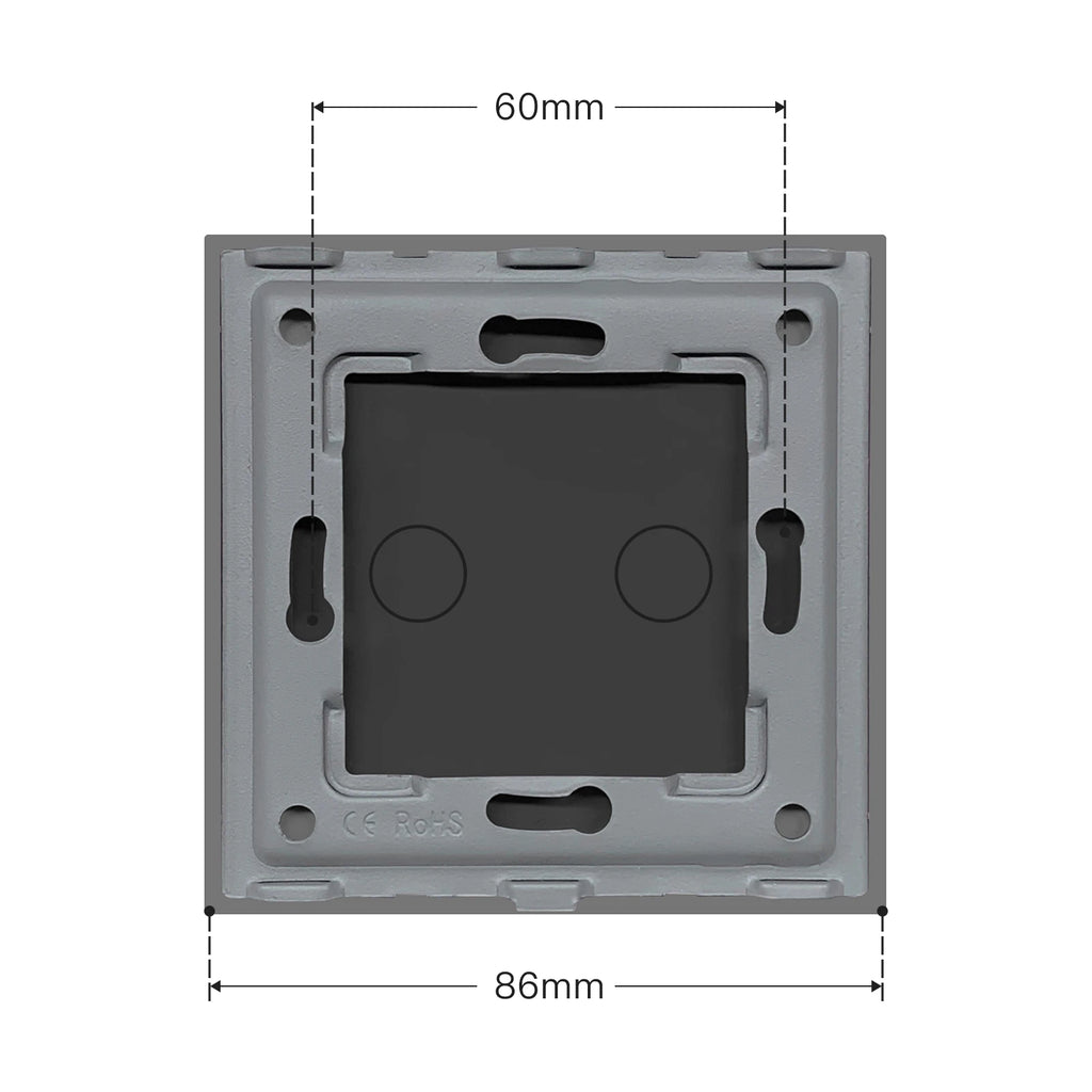BSEED EU Standard Crystal Glass Panel 86mm For Touch Switches 1/2/3Gang With Metal Frame Wall Light Switch Function Part Only
