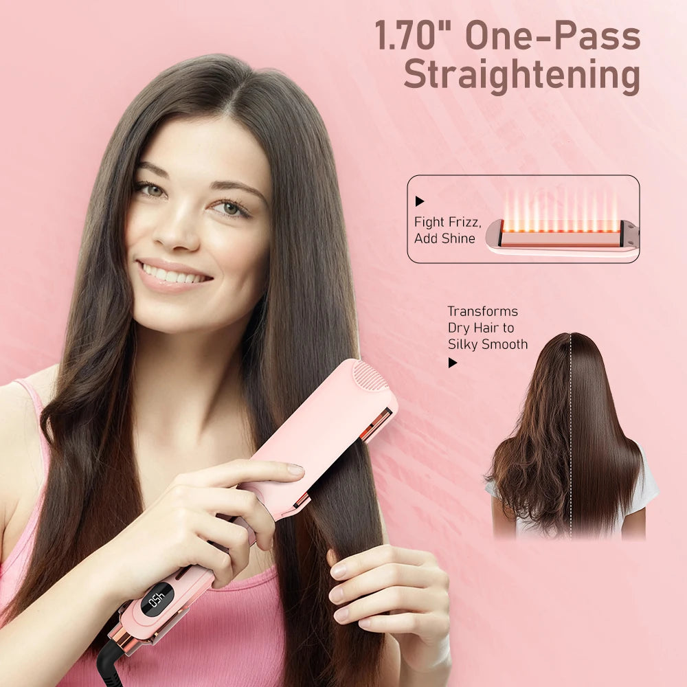 U.S. Spot Infrared Hair Straightener Flat Iron Dual Voltage Infrared Hair Care Professional Styling Tool for Salon Home Use