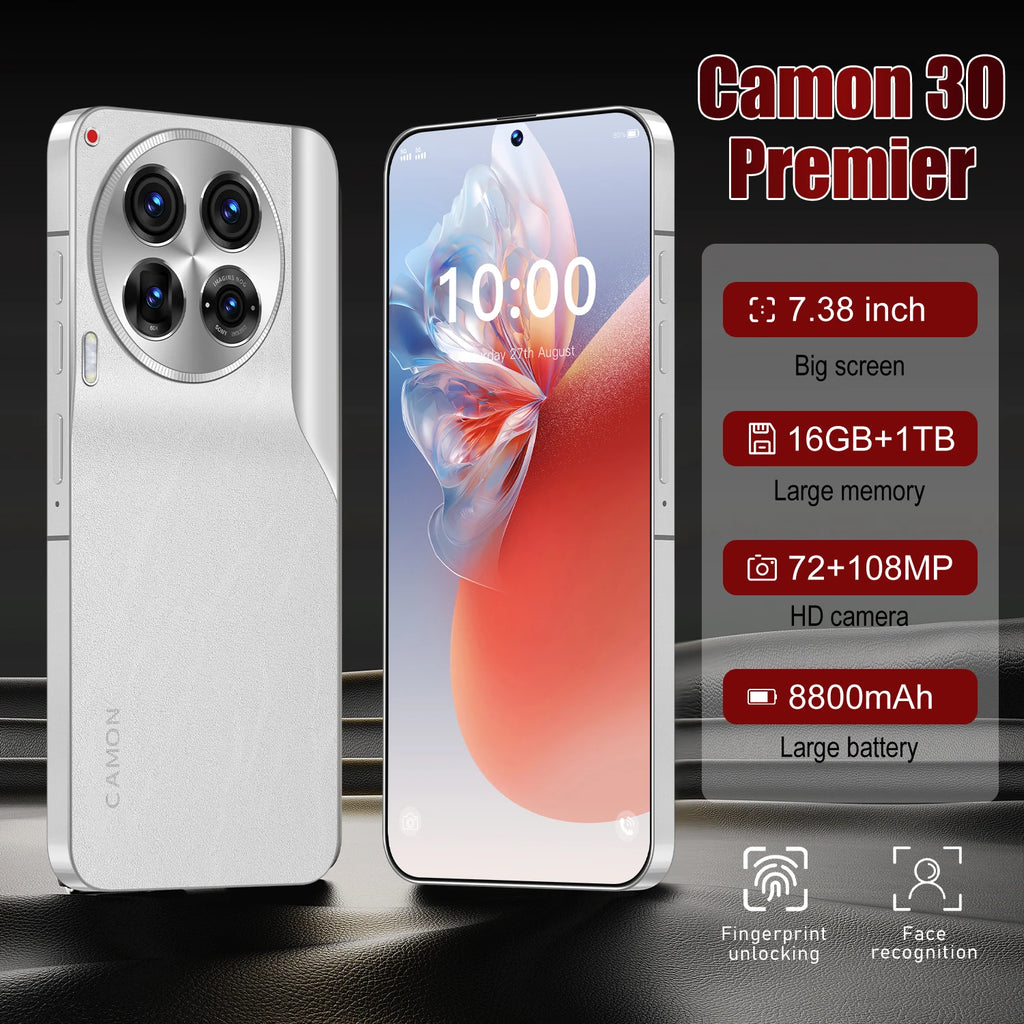 Factory Direct Sale C30 Pro 5G Smartphone 7.38 Inch Display Android 13 OS 16GB RAM + 1TB ROM Celulares Dual Cheap Phones