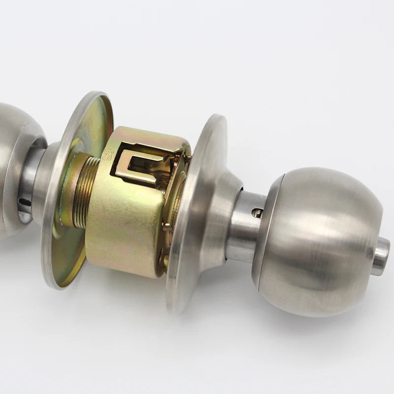 Cylindrical Knob Spherical Lock 304 Stainless Steel Brushed Round Ball Deadbolt Interior Door Lock