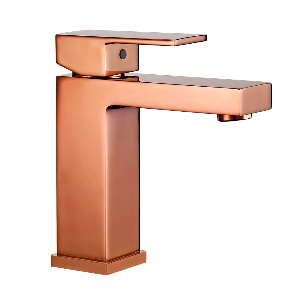 Bagnolux Rose Gold Single Hole Deck Mounted Brass A Handle Cold Hot Mixer Sink Tap Basin Water Tapware Bathroom Faucet