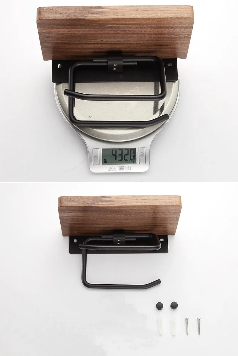 Paper Towel Rack Black Walnut Toilet Roll Rack Creative Solid Wood Paper Towel Hook Bathroom Rack