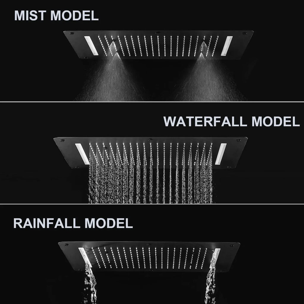 3 Functions Shower Head System Full Body Rain Shower System Black Shower Faucet Set