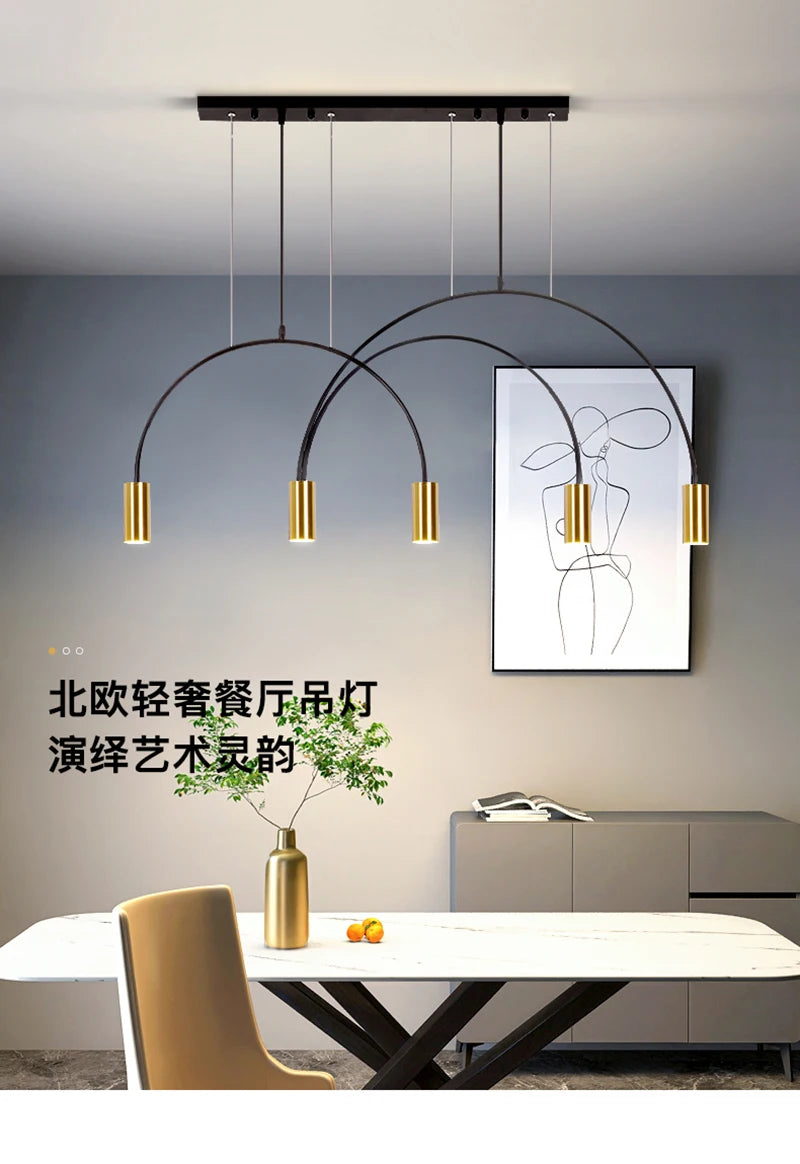 2021 New Restaurant Chandelier Light Luxury Nordic Dining Living Room Table Bar Minimalist Chandelier Simple Modern Light