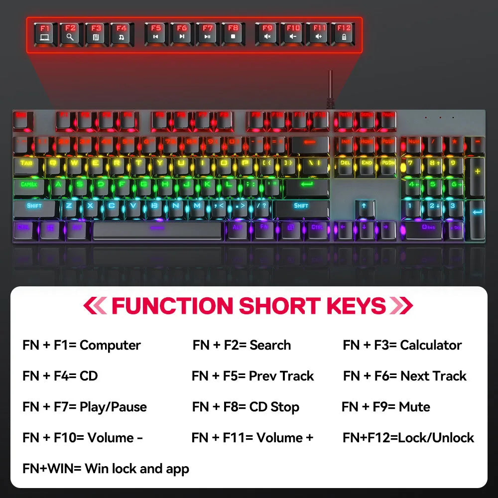 USB Wired RGB Mechanical Keyboard Gaming Spanish Teclado Mechanico Espanol Para PC New Clavier Gamee Gamers Claviers De Jeu