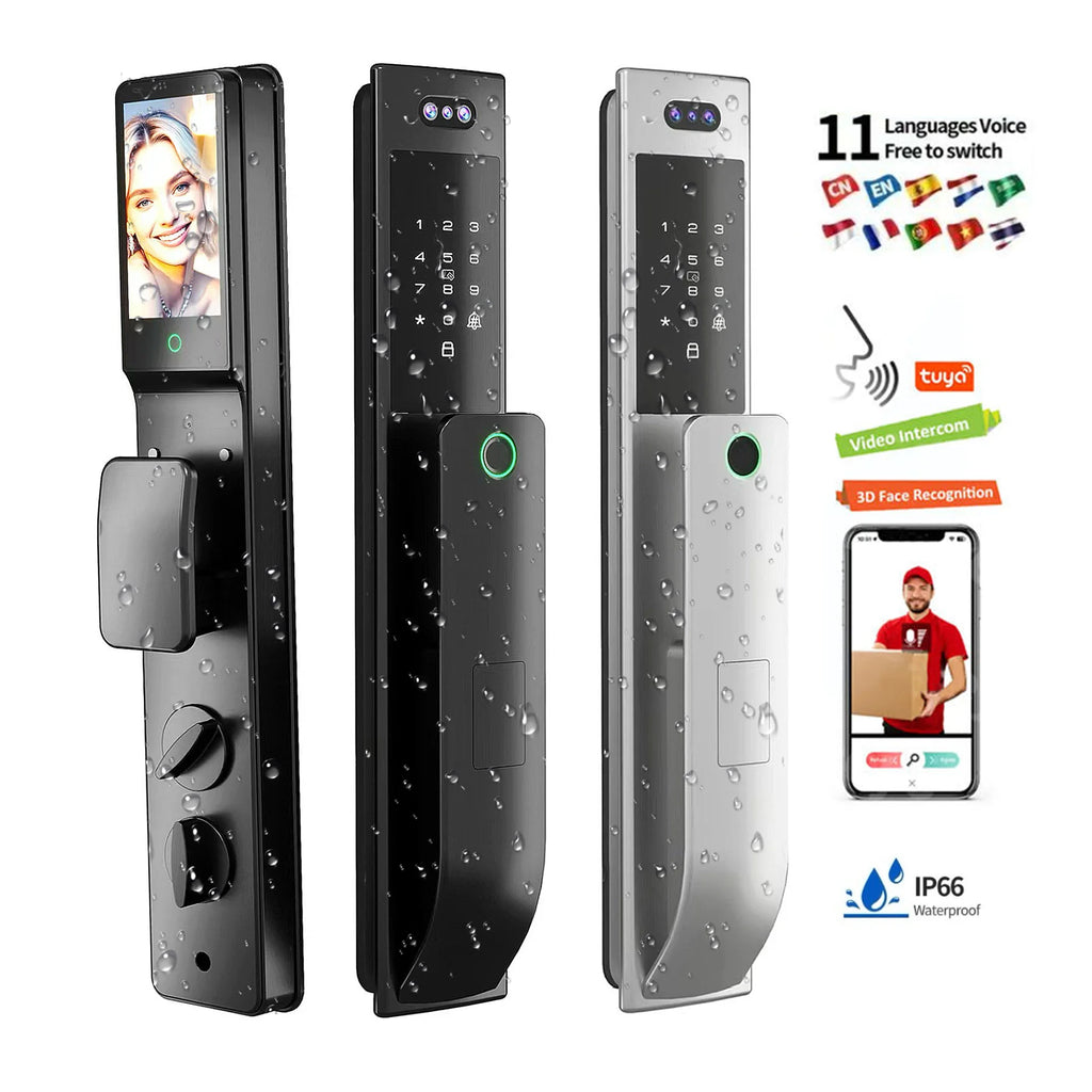 Israeli Door Smart Door Lock Keyless Tuya Wifi Fingerprint Push Pull Home Lock With Camera Biometric Door Lock Airbnb Waterproof