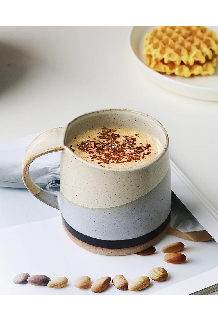 Japanese Retro Stoneware Coffee Cup Household Ceramic Hanging Ear Mug Cup English Afternoon Tea Tea Cup Breakfast Milk Mug Gift