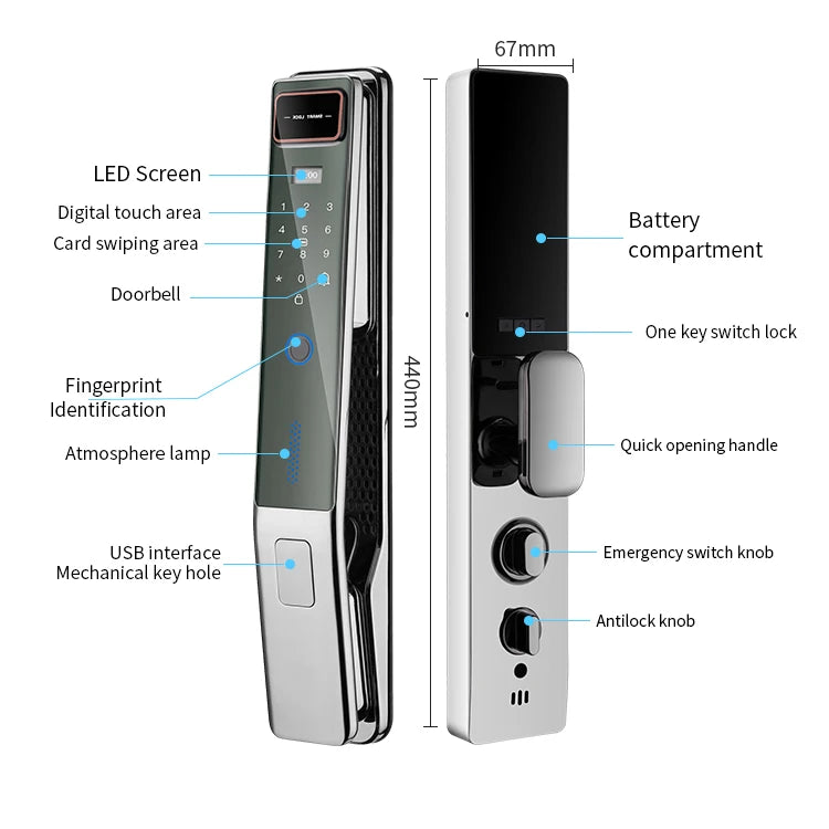 Factory Price Home Security Fingerprint Lock WIFI Door Tuya Zigbee Digital Biometric RFID IC Smart Door Lock With Doorbell