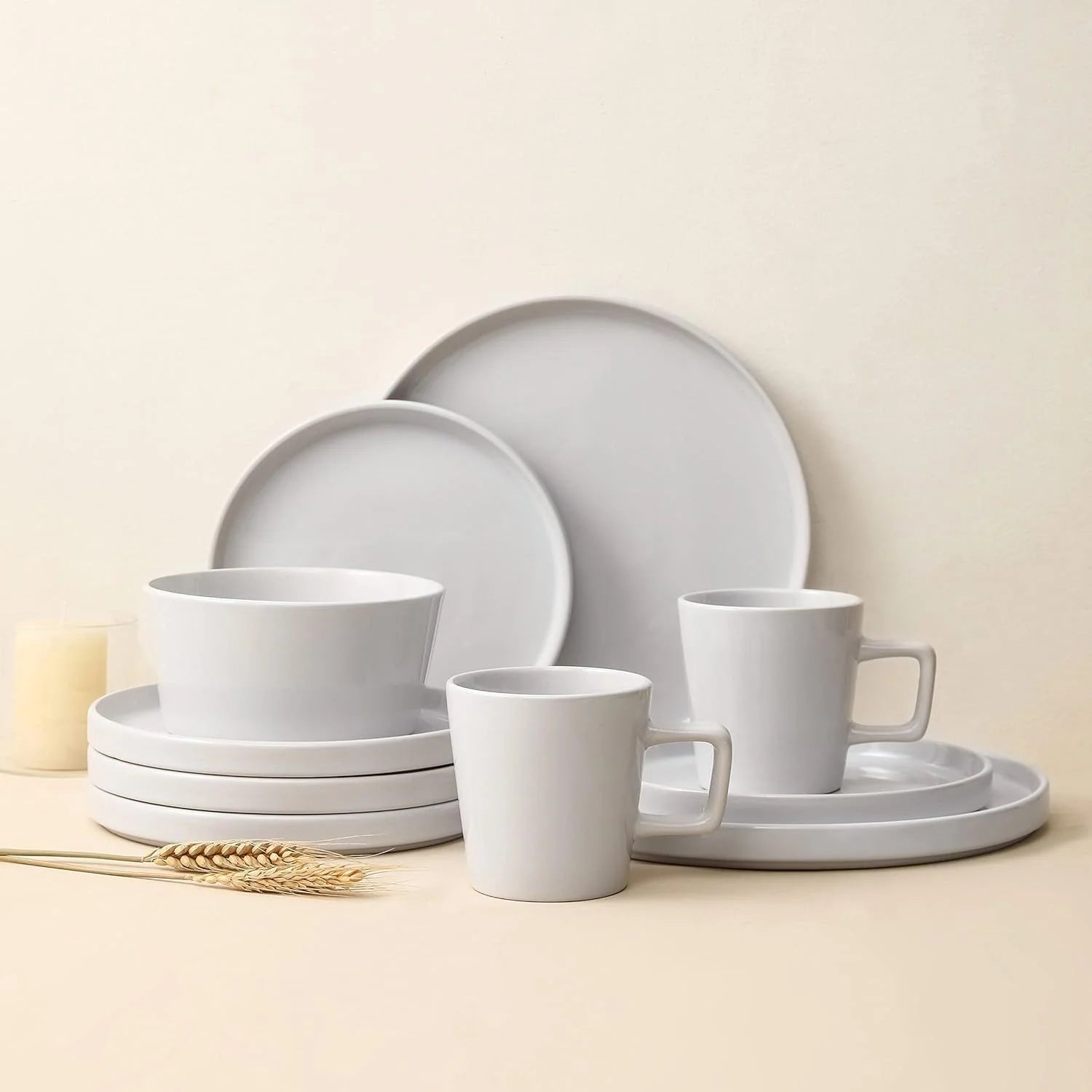 Black 16-piece and 4-piece Tableware Set for Four People Ceramic Plates for Wedding Parties