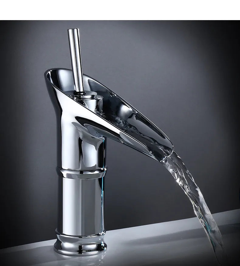 Bathroom Faucet Single Lever Waterfall Basin Faucet Brass Antique Hot and Cold bathroom Sink Mixer Wine Glass Style Taps