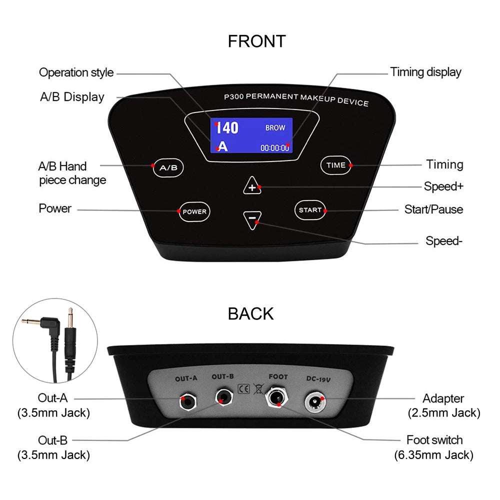 Permanent Makeup Machine Sets Dual Use Rotary Tattoo Machine Pen Tattoo Kits for Cheap Eyebrow Machine with 2 head P300