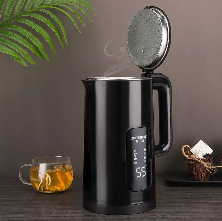 2L Stainless Steel Electric Kettle LED Temperature Constant Water Smart Boiling Anti-Scald Automatic Power-Off for Hotels