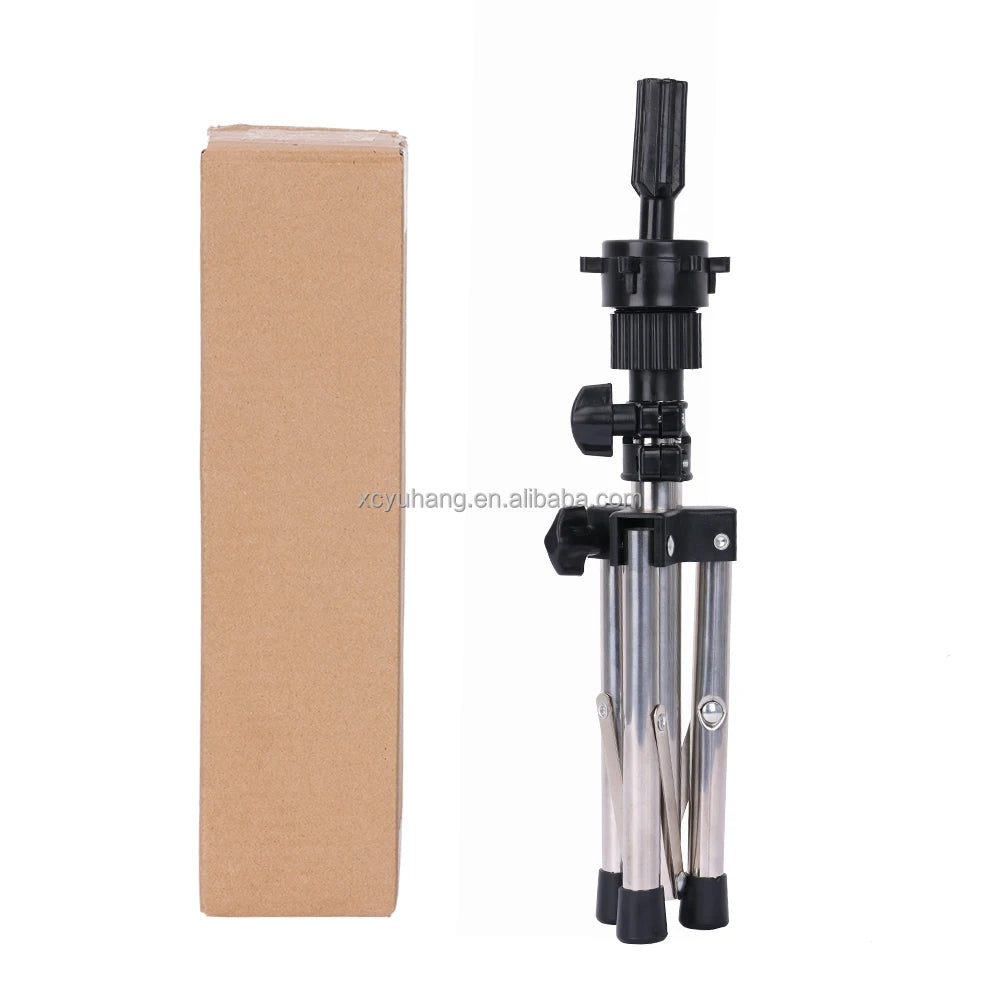 Wig Stand Stainless Steel Mini Desktop Tripod Metal Adjustable Head Tripod Mannequin Tripod for Making Wigs