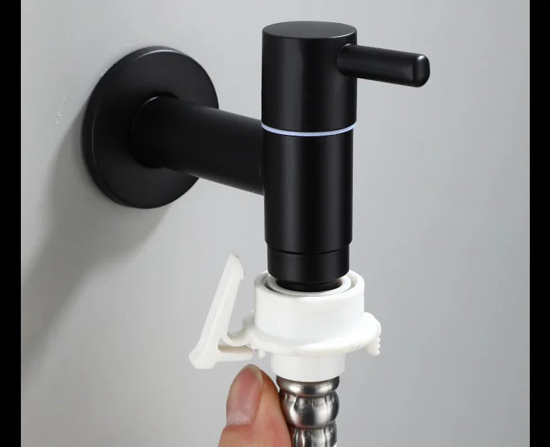 Washing machine faucet Bidet Faucet Stainless Steel Bathroom faucet tap Single Cold garden Faucet Black outdoor mixer Small Tap