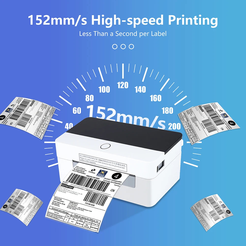 4*6 White Blue Thermal Interface Shipping Labels Sticker Printer Papers Sheets POS Usage Product Stock