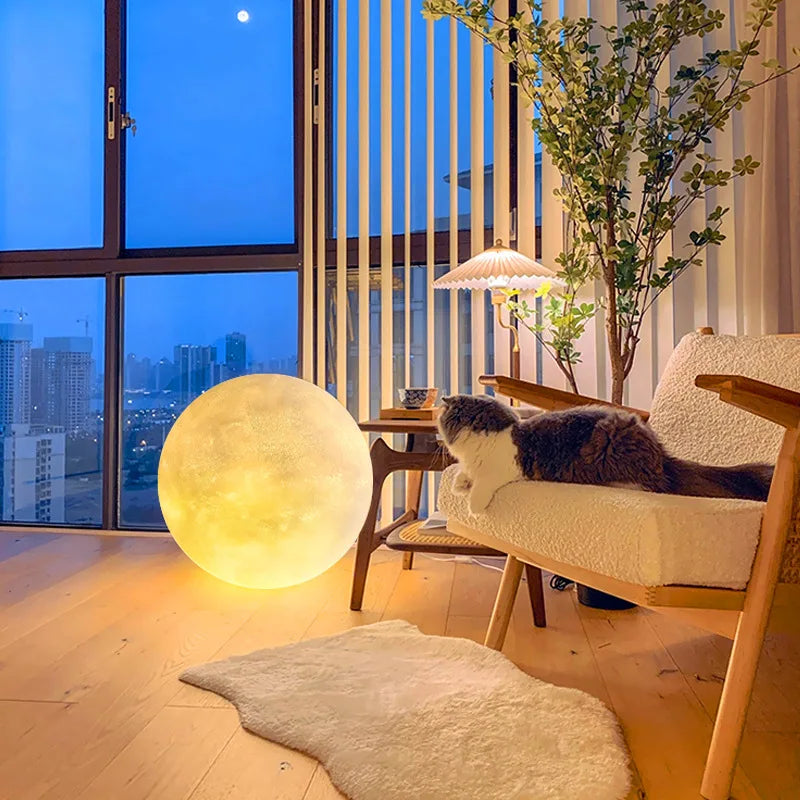 Minimalist Led Floor Lamp Home Decor Living Room Courtyard 3D Moon Lamp Corner Stand Moon Light