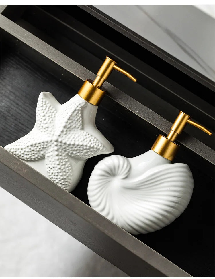 Minimalist Nordic Style Ceramic Dispensing Bottle for Hand Soap Shower Gel or Shampoo Hotel Bathroom Set Supplies