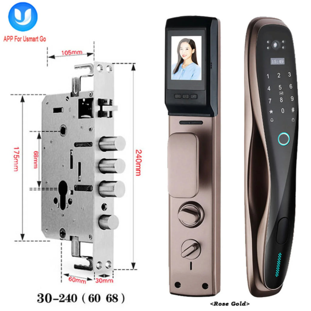 High Quality Smart Biometric Door Lock Automatic Fingerprint Recognition WIFI Video Intercom Mobile App Control Aluminum Alloy