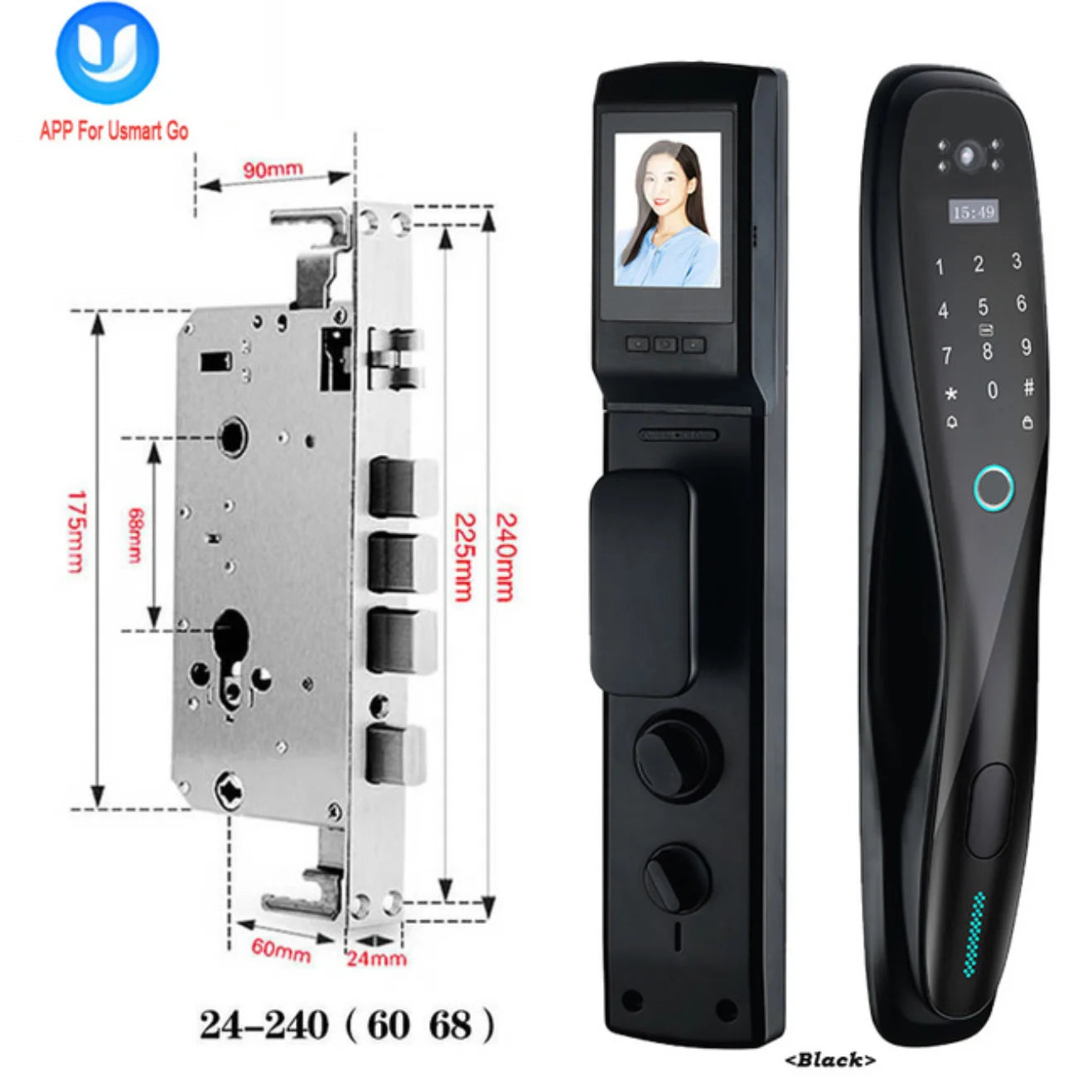 High Quality Smart Biometric Door Lock Automatic Fingerprint Recognition WIFI Video Intercom Mobile App Control Aluminum Alloy