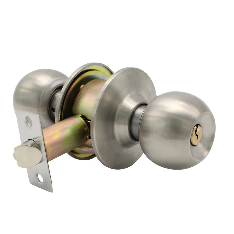 Cylindrical Knob Spherical Lock 304 Stainless Steel Brushed Round Ball Deadbolt Interior Door Lock