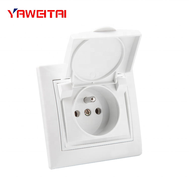 European Electrical 250V 10A/16A 1 Gang Socket French Style Waterproof Wall Socket