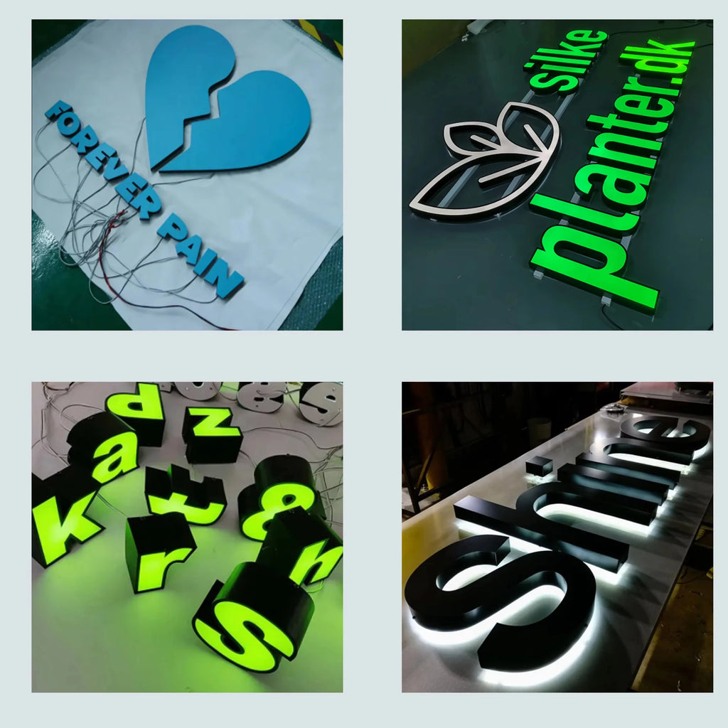 Factory Wholesale Led Lighted Sign Glossy Surface Acrylic Business  Illuminated Letters Outdoor Advertising Business Logo