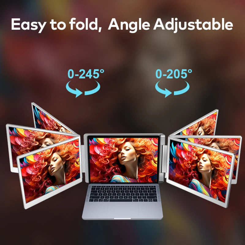 16 Inch Triple Screen Glossy IPS Laptop Monitor with Multiple Ports for Business Use