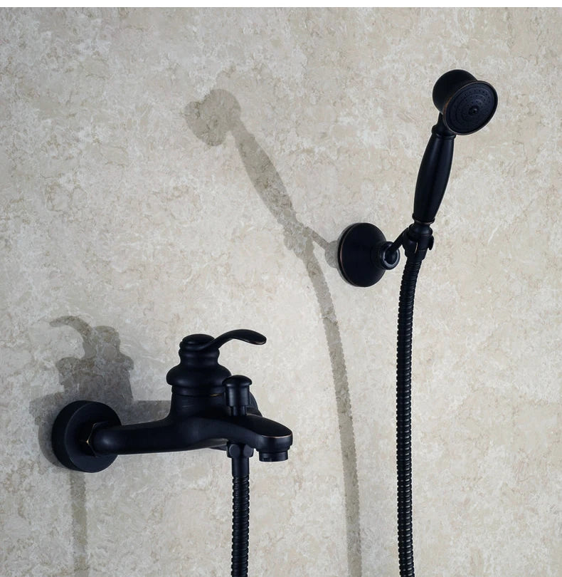 MOLI Wall mounted antique brass bronze brushed bathtub faucet with hand shower bathroom shower faucets torneiras 8306
