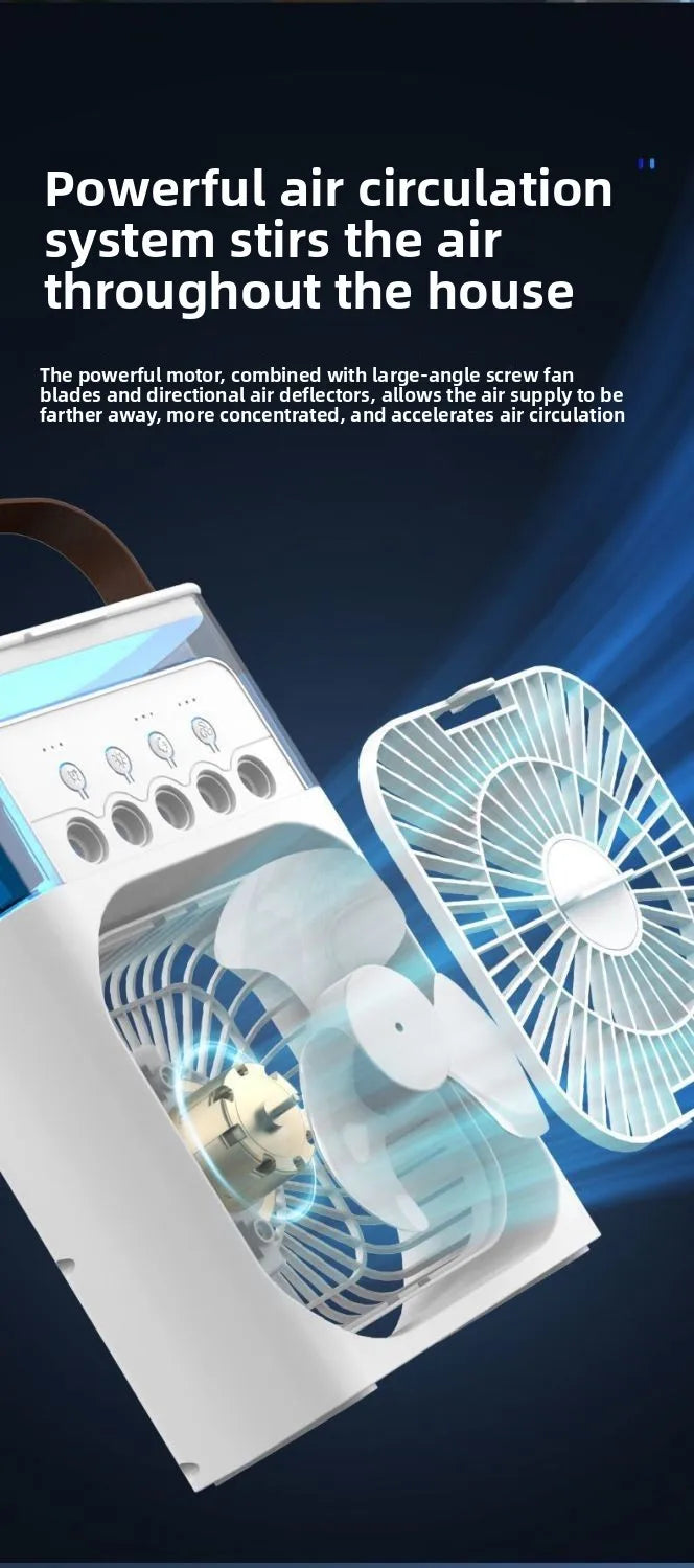 Five Hole Smart Spray Fan Humidifier Water Cooled Fan Desk Office Student Use Silent Hydrating Humidification Cooling Air Fan