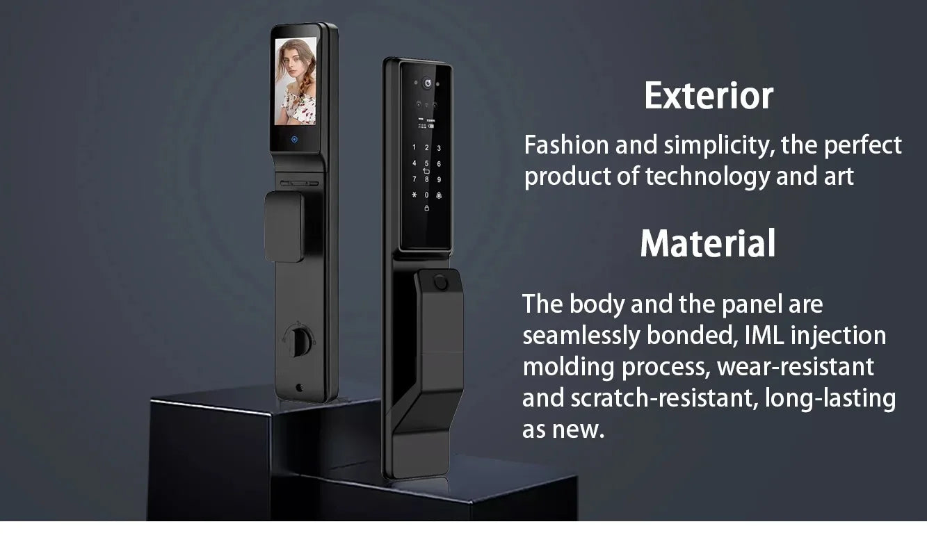 2025 New Tuya T31 Smart Door Lock 3D Face Recognition Real Time Video Built in HD Camera Tuya WIFI Smart Door Lock