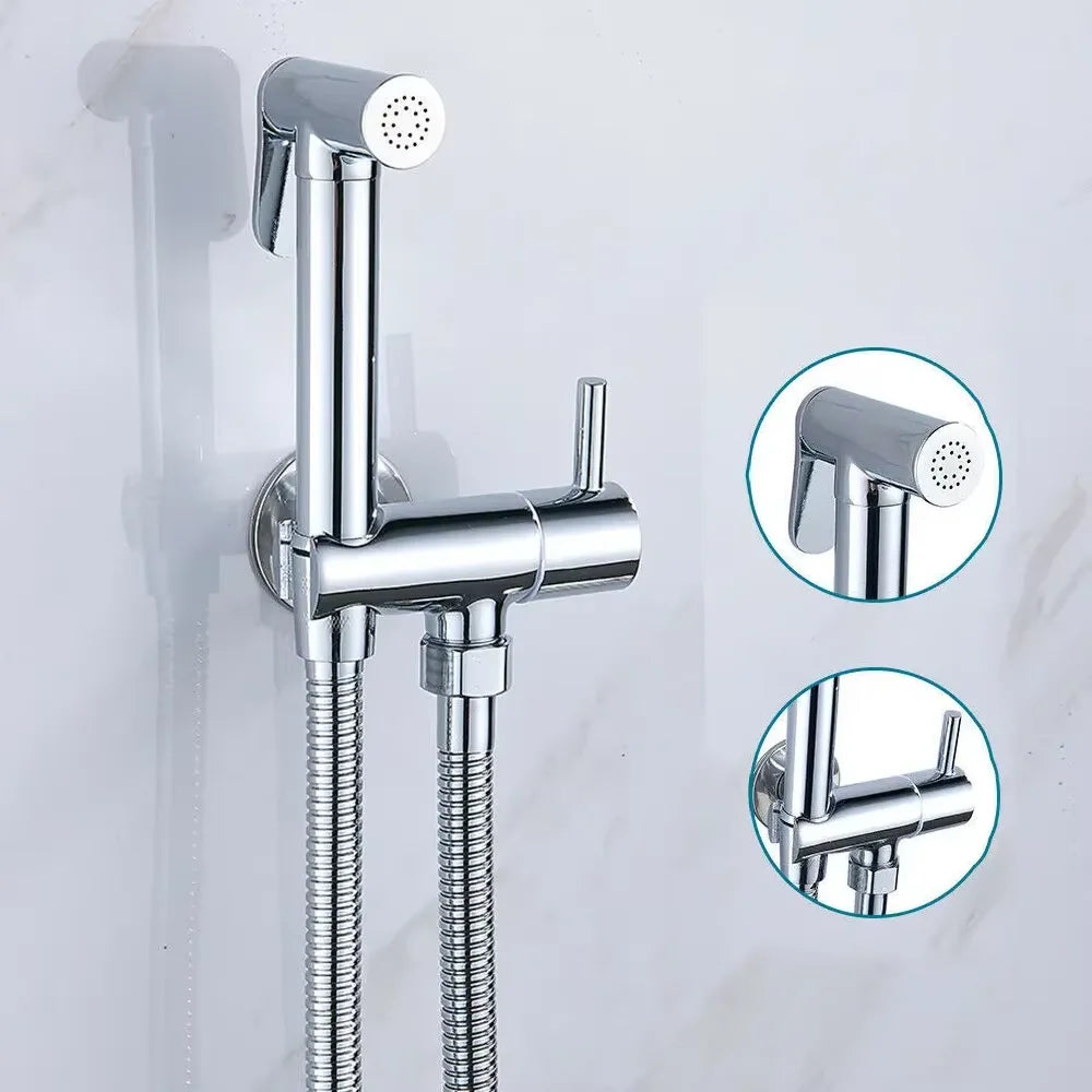Portable Bidet Sprayer Brass Toilet Faucet Cold Water Bathroom Mixer Shattaf Anal Douche Hygienic Shower