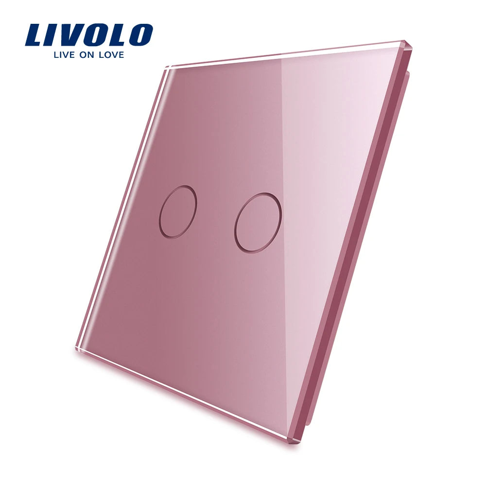 Livolo Luxury White Pearl Crystal Glass, EU standard, Single Glass Panel For 2 Gang  Wall Touch Switch,VL-C7-C2-11 (7 Colors)