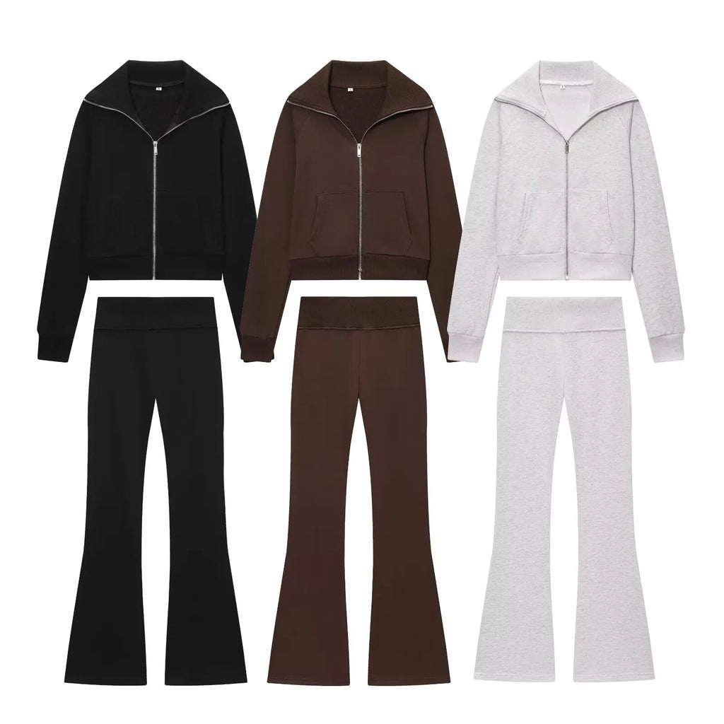 PB&ZA Women 2025 Autumn New Chic Fashion Elastic Waist Horn Pants Vintage High Waist Female Trousers Mujer