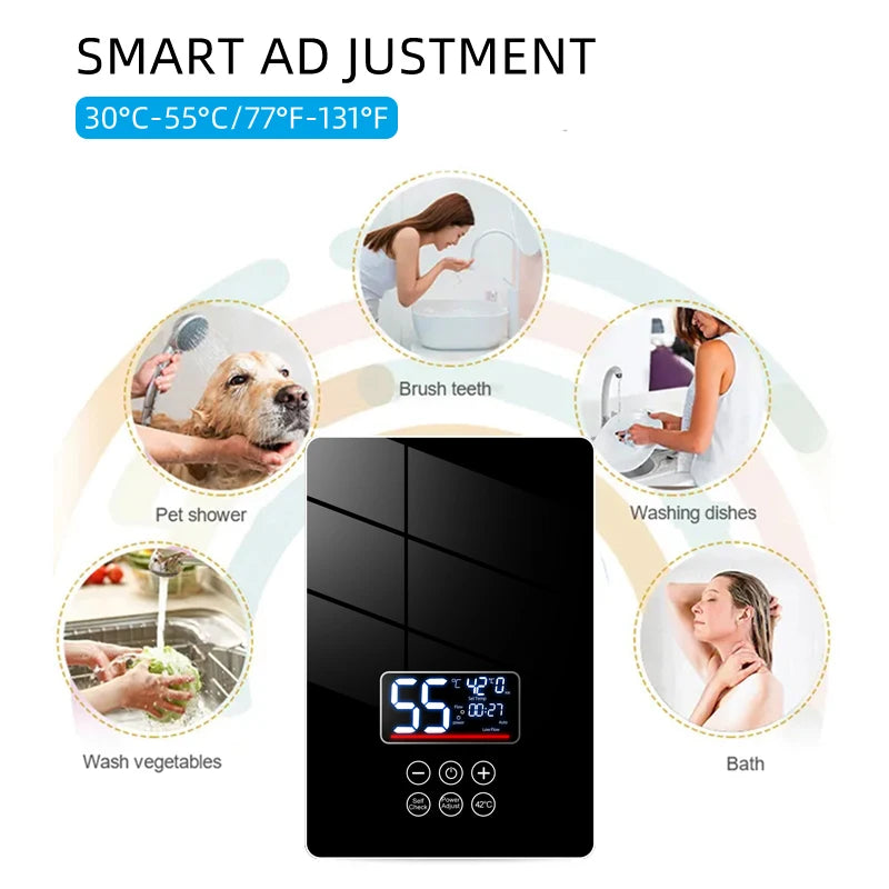 2024 Custom White or Black Appearance Knob Type Electric Water Heater Instant and Tankless Geyser for Shower App
