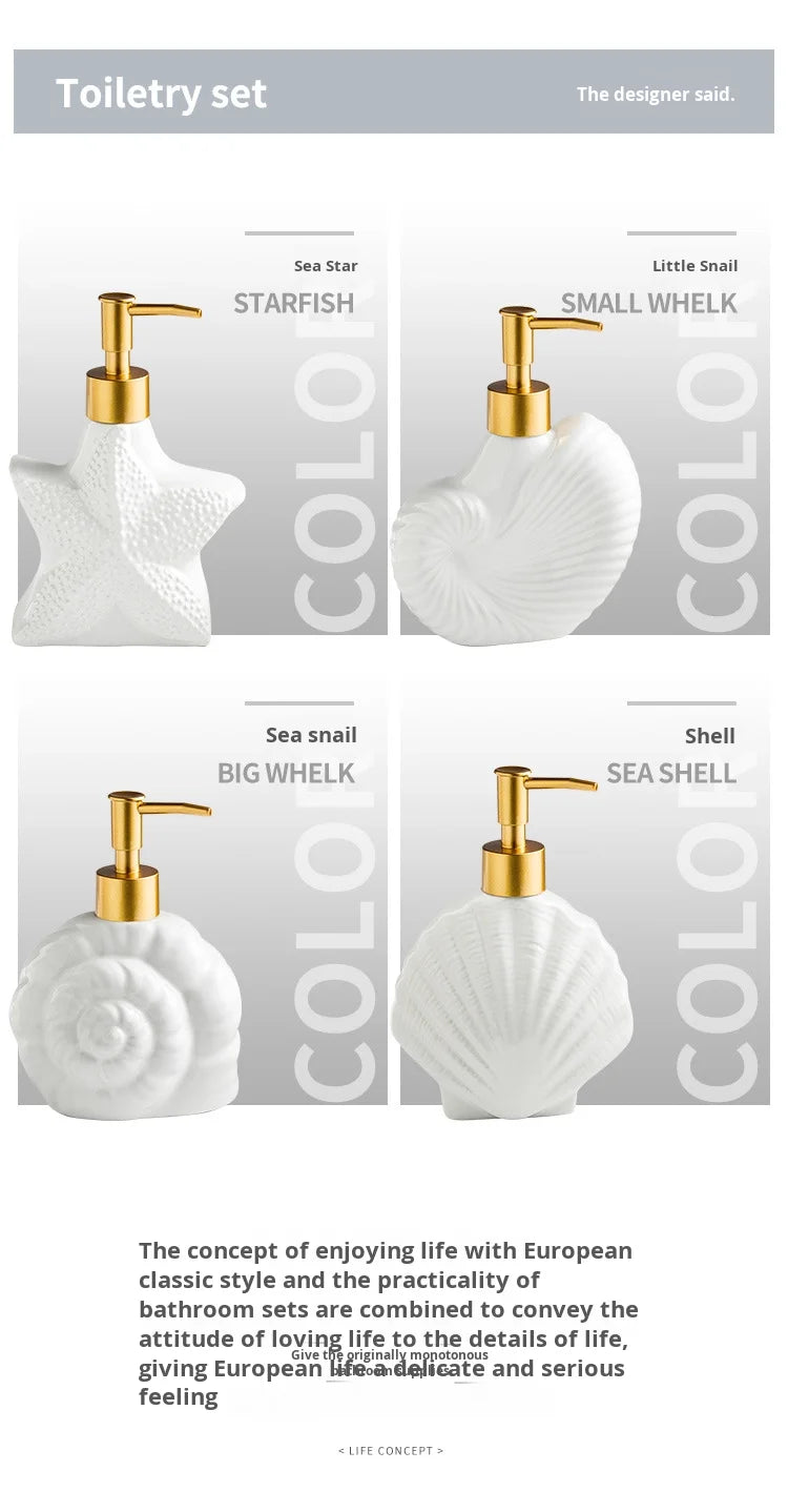 Minimalist Nordic Style Ceramic Dispensing Bottle for Hand Soap Shower Gel or Shampoo Hotel Bathroom Set Supplies