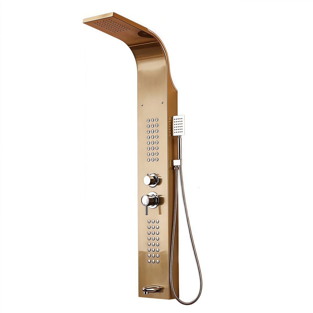 European Gold 304 Stainless Steel Intelligent Digital Display Shower Screen Brushed Finish Ceramic Direct Bathroom Faucets