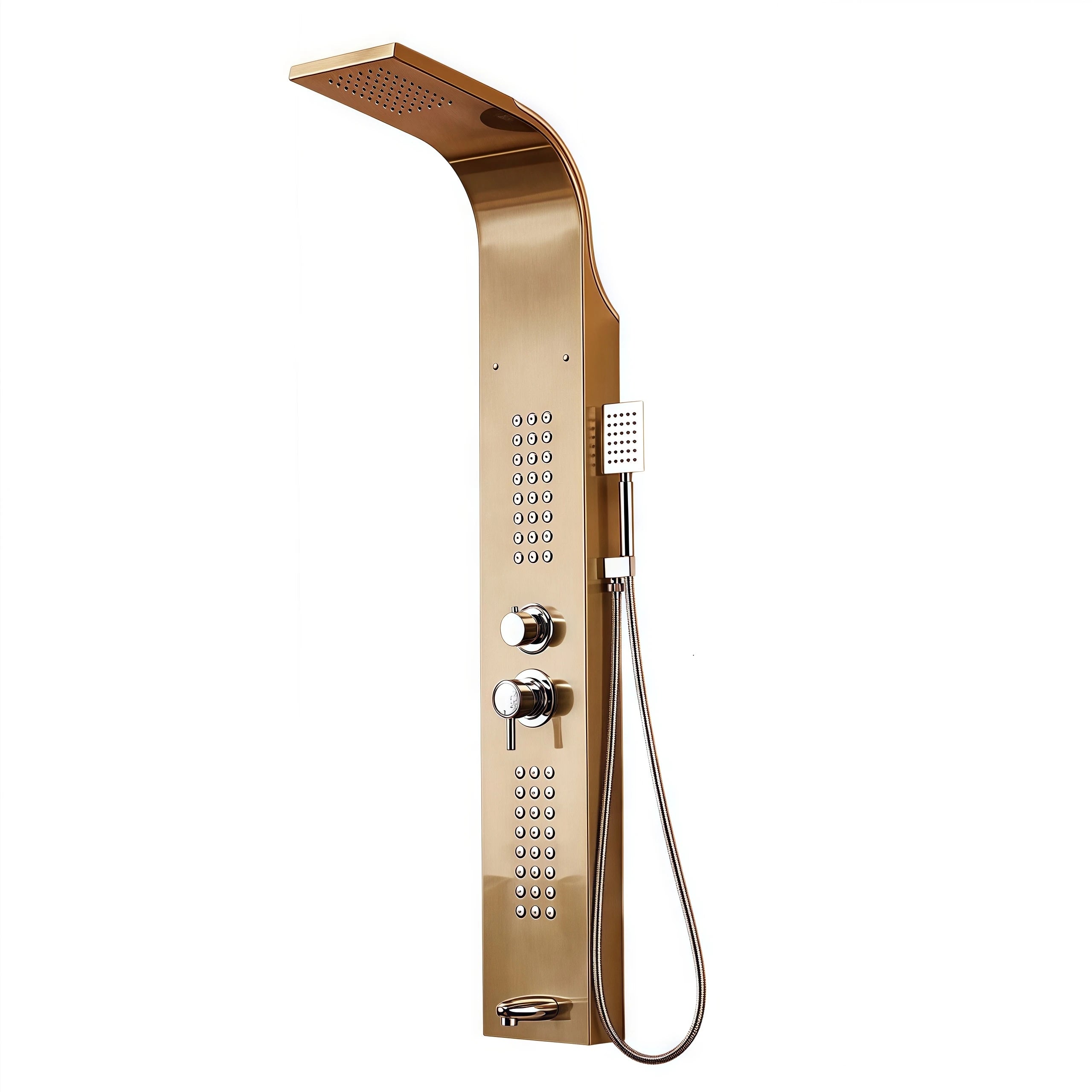 European Gold 304 Stainless Steel Intelligent Digital Display Shower Screen Brushed Finish Ceramic Direct Bathroom Faucets