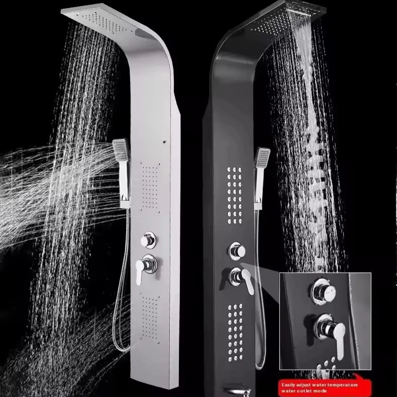 YF Luxury Brushed Champagne Gold Shower Panel System Stainless Steel Wall Mounted Rain Massage Jet Ceramic Valve Brass Hotels