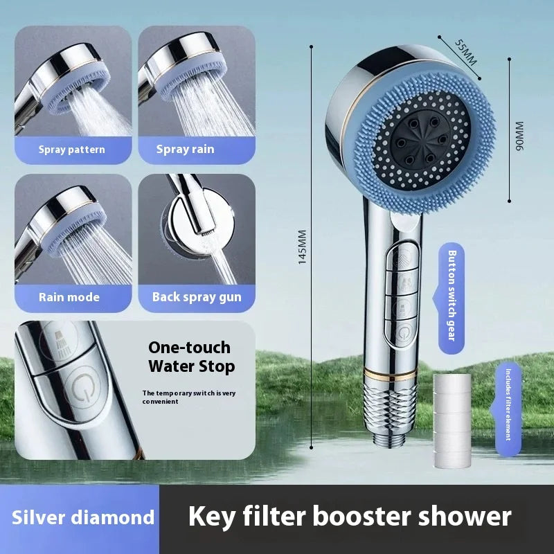 Love Spray Handheld Shower Head with Powerful Booster Cross-Border Brush Bathroom Bath Filter for Kitchen Toilet Gym Use