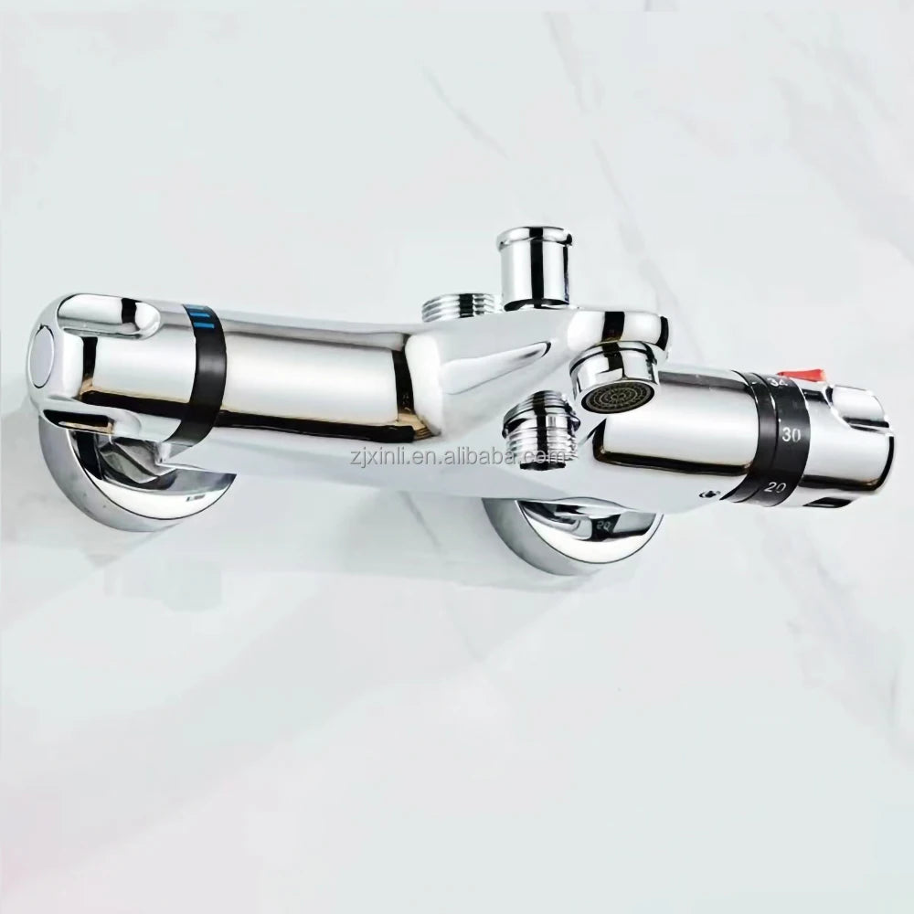 X8902T2BSCR Wall Mounted Chrome Finish Brass Material of Luxury Thermostat Bath Mixer
