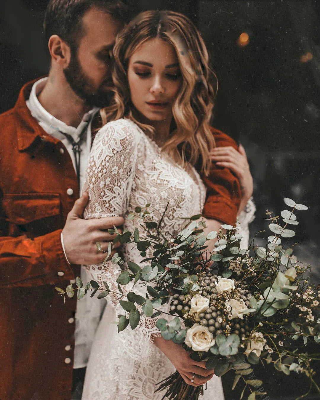 8756 # Real Photos Custom Sweep Train Appliques Lace V-neck Wedding Dress Bridal Gown Engagement Party Evening Dresses