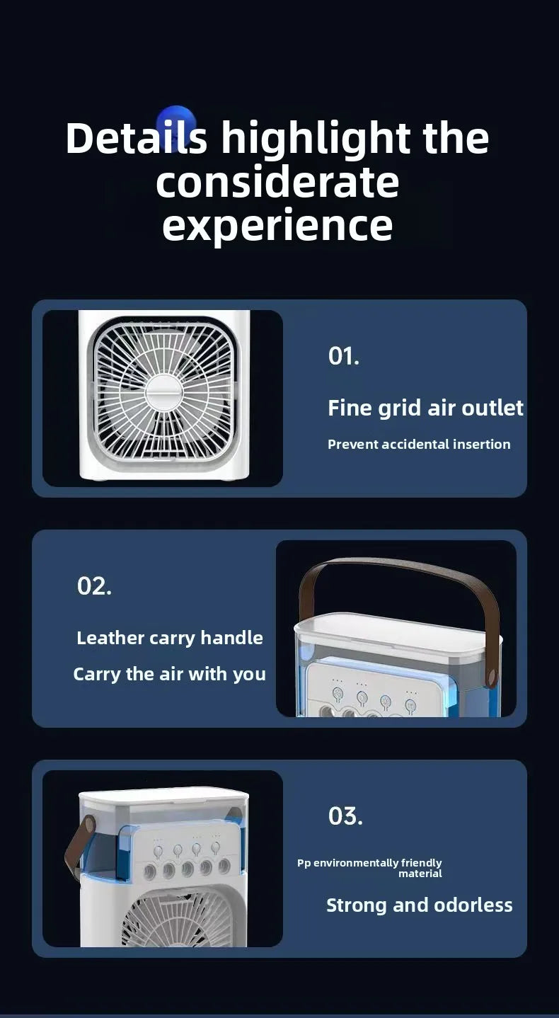 Five Hole Smart Spray Fan Humidifier Water Cooled Fan Desk Office Student Use Silent Hydrating Humidification Cooling Air Fan
