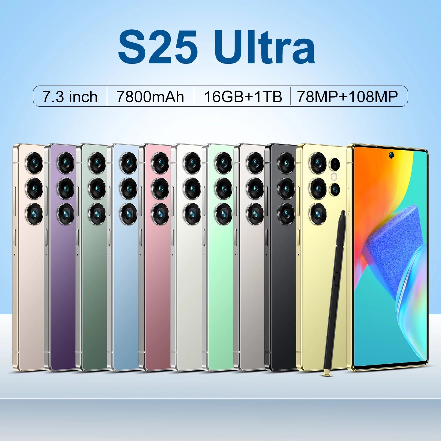Best Price Galax S25 Ultra Android Smartphone 7.3 Inch HD LED 144Hz Screen 16G+1TB Storage Original Cell Phones Mobile Phones