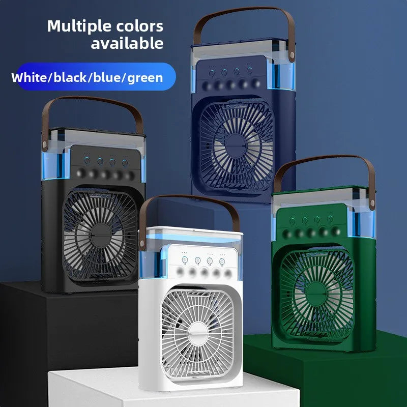USB-Powered Mini Portable Handheld 3-in-1 Air Cooling Humidifier Fan with Ice Function for Outdoor & Car Use
