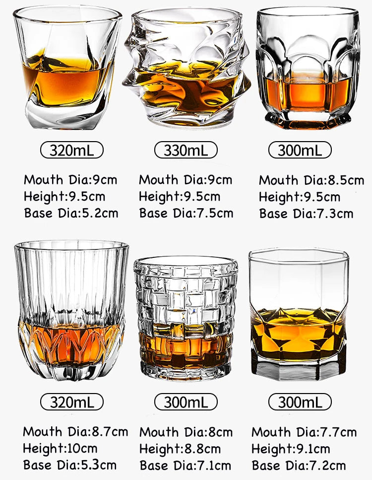 4PCS Fashion Whiskey Glasses, Scotch Whisky, Bourbon, Cocktails, RUM, Durable Whiskey Glasses