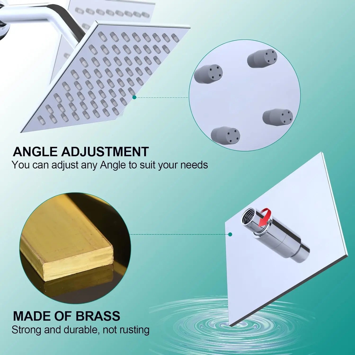Dual Shower System 15.7x31.5" Rainfall Chrome Rain Shower Handheld Brass 6" Shower Heads Featuring 6pcs Body Jets Soft Spray