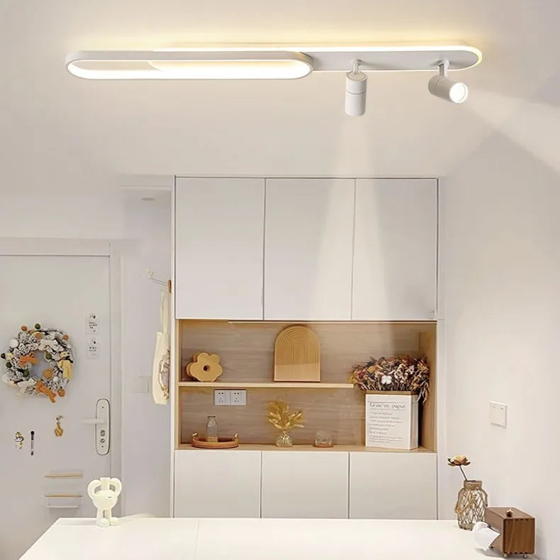 Modern Minimalist LED Ceiling Light Strip Design Remote-Controlled Three-Color-Changing Surface-Mounted for Living Rooms