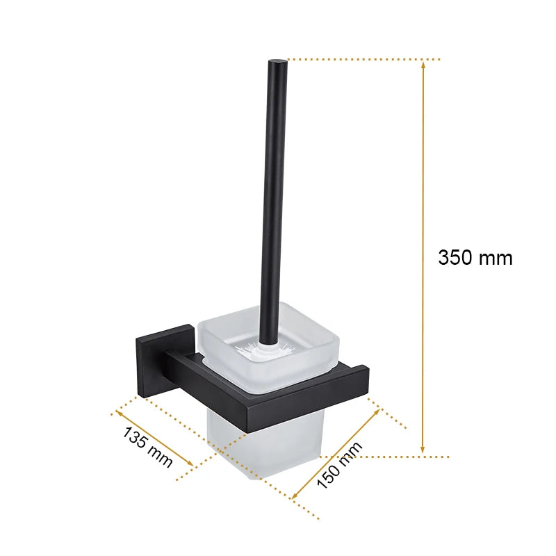 Matt Black Bathroom Hardware Set Kit Accessories Wall Shelf Towel Bar Rack Rail Robe Hanger Toilet Brush Roll Paper Holder Dish