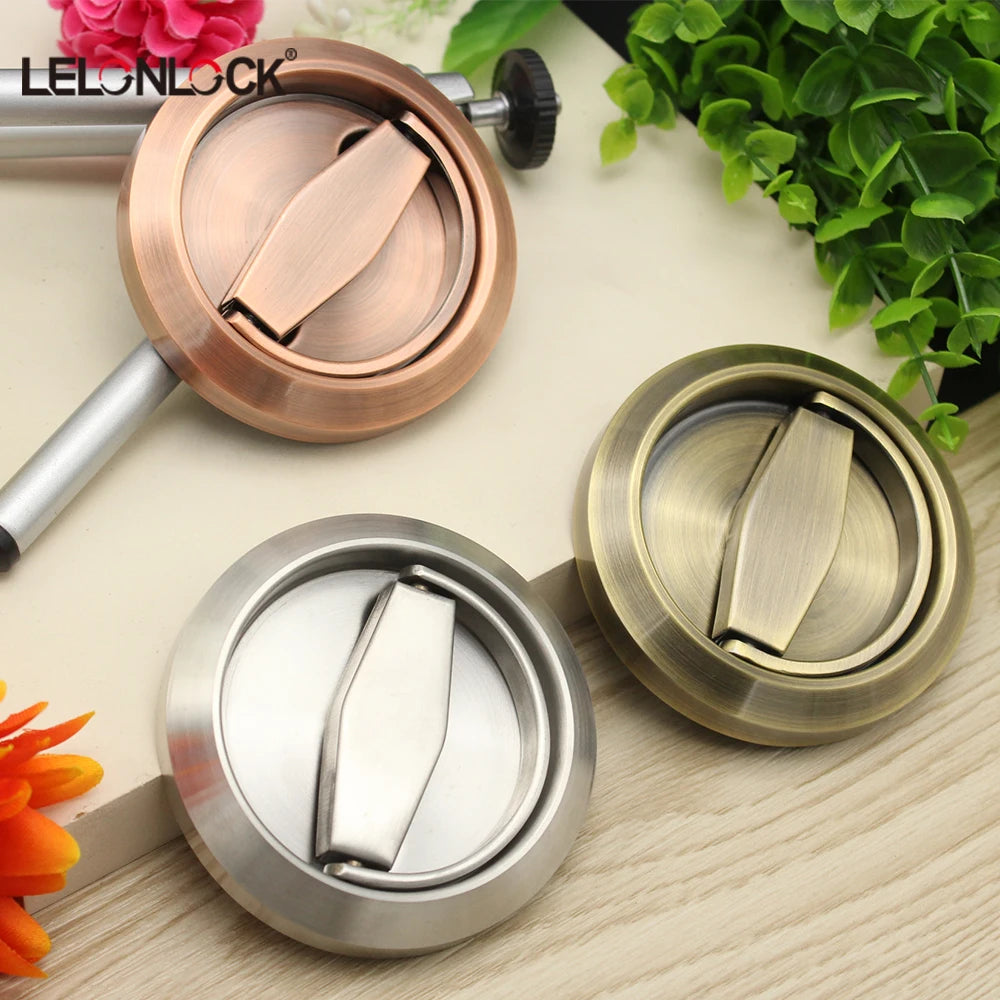 Multi-color Concealed Mounting Wooden Concealed Sliding Door Locks Round Base Knob Handle Sliding Privacy Pocket Door Lock
