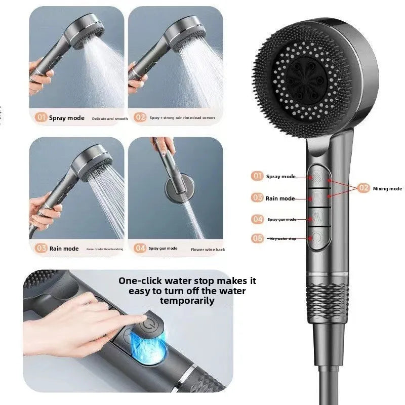 Love Spray Handheld Shower Head with Powerful Booster Cross-Border Brush Bathroom Bath Filter for Kitchen Toilet Gym Use